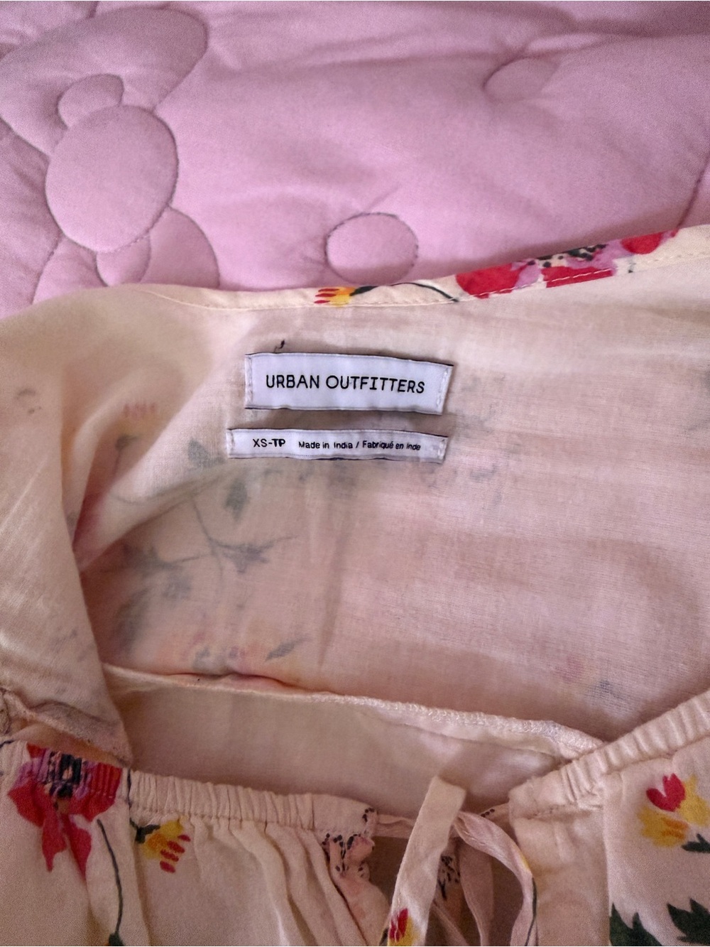 Urban Outfitters Cream Floral Tie-Front Mini Dress - Picture 2 of 3